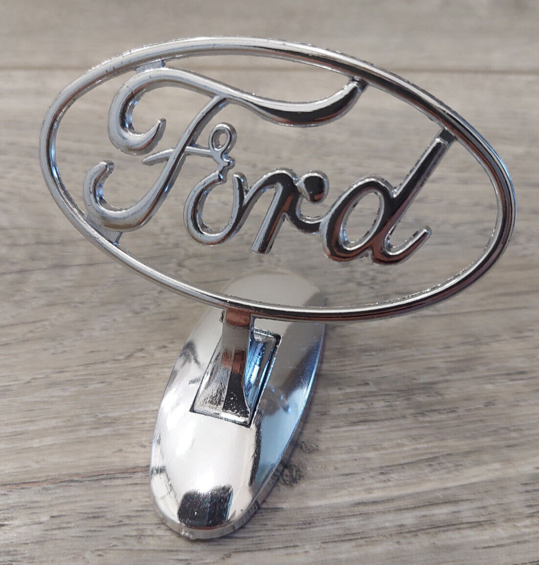 Rare Ford Unique Standing Ford Hood Metal Emblem Self Stick Badge  (Fits: Ford)