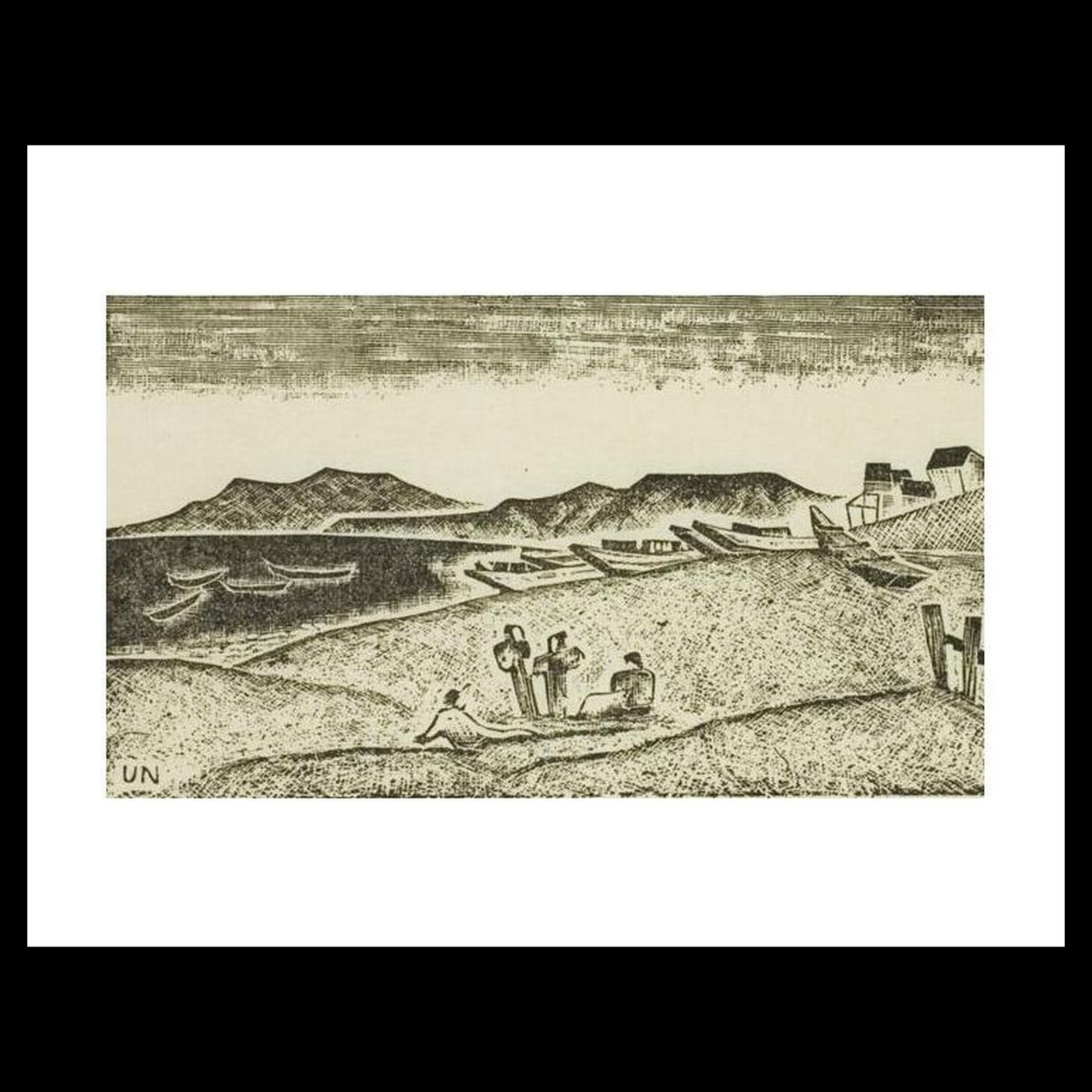 Hiratsuka Un\'ichi - Beach Outside of Hamlet Art Card Print