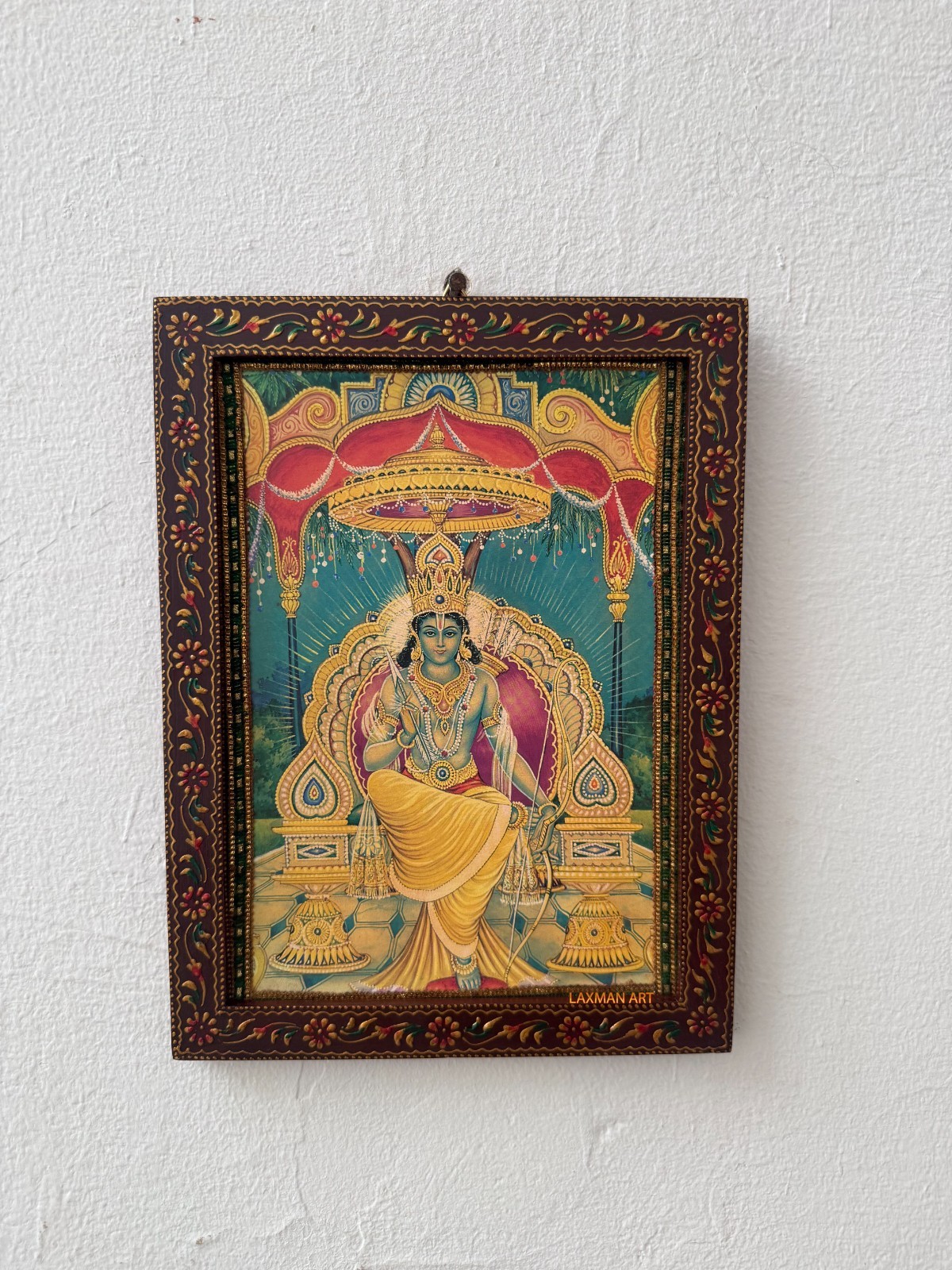 Wooden Painted Frame Vintage Lord Rama Photo Frame Wall Hanging frame - 9 x 12 \