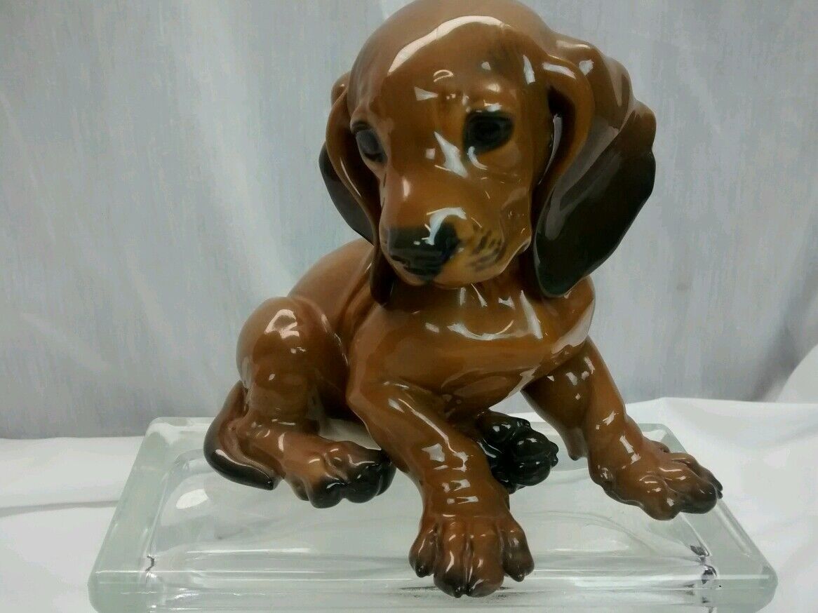 Cute vintage Rosenthal Germany  brown dachshund dog puppy figurine 