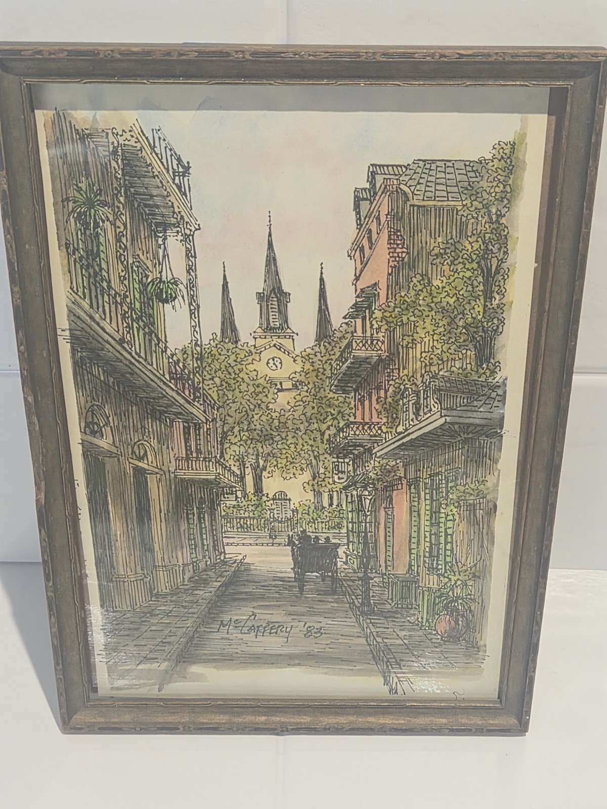 James McCaffery Original Watercolor Painting New Orleans Orleans Street 1983