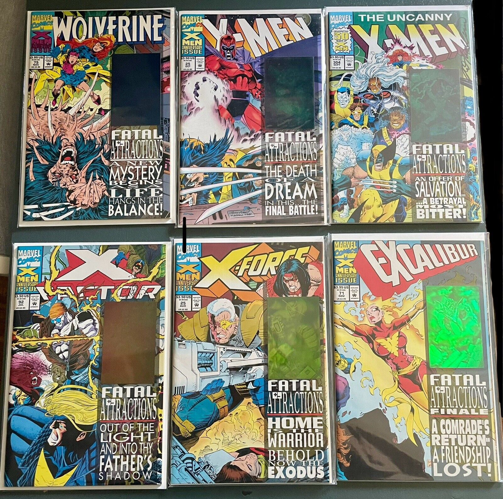 X-MEN FATAL  ATTRACTIONS 6 Issues Hologram Covers MCU 1993 #304 Signed Xmen 97