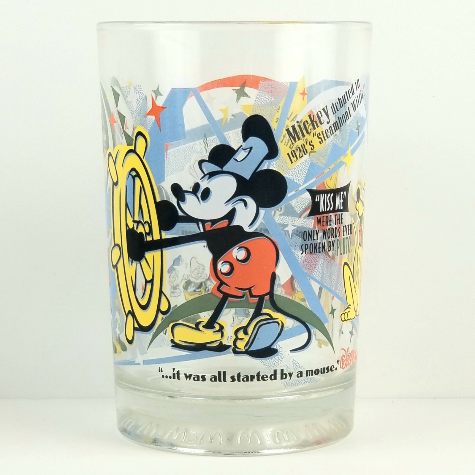 McDonalds Glass Tumbler Walt Disney Mickey Mouse Donald Duck Pluto 100 Years
