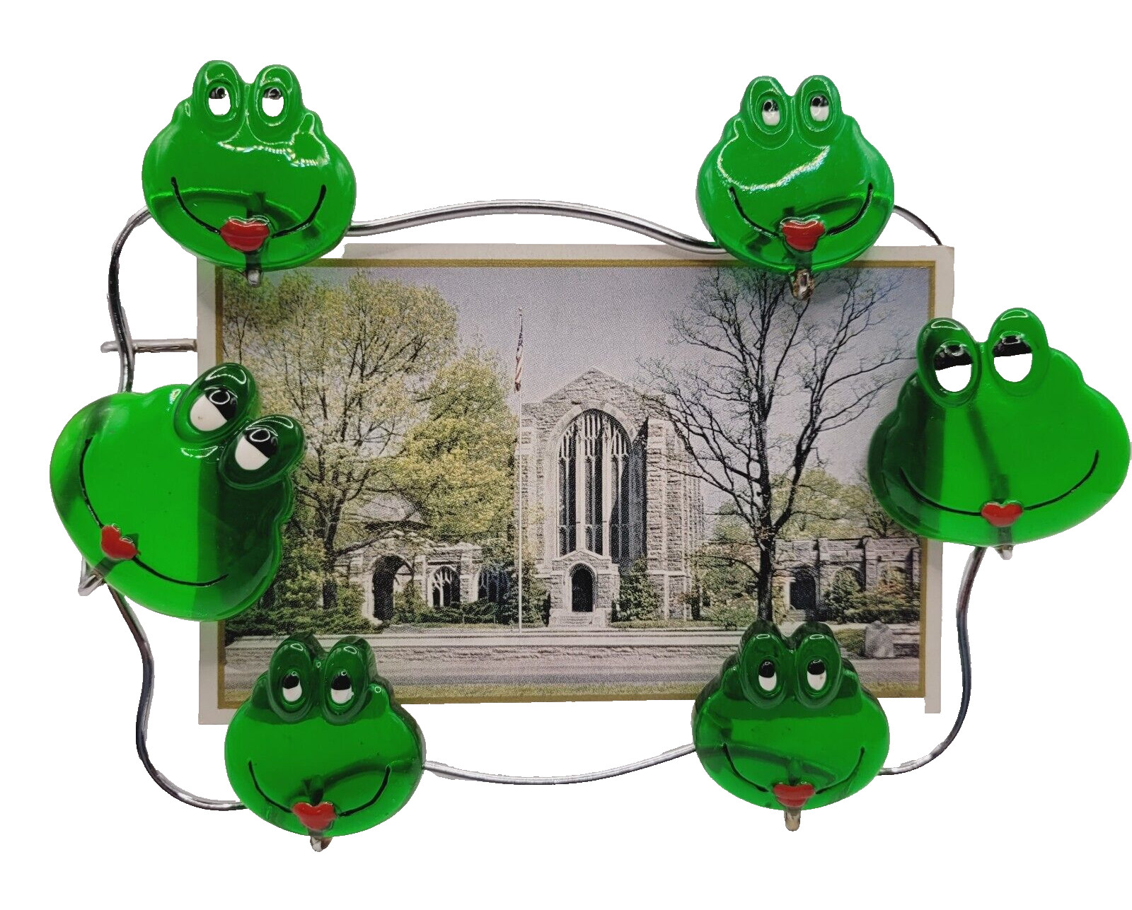 Vtg Y2K Green Lucite Frog Picture Frame Chrome Metal Heart Lips Whimsical 4x6