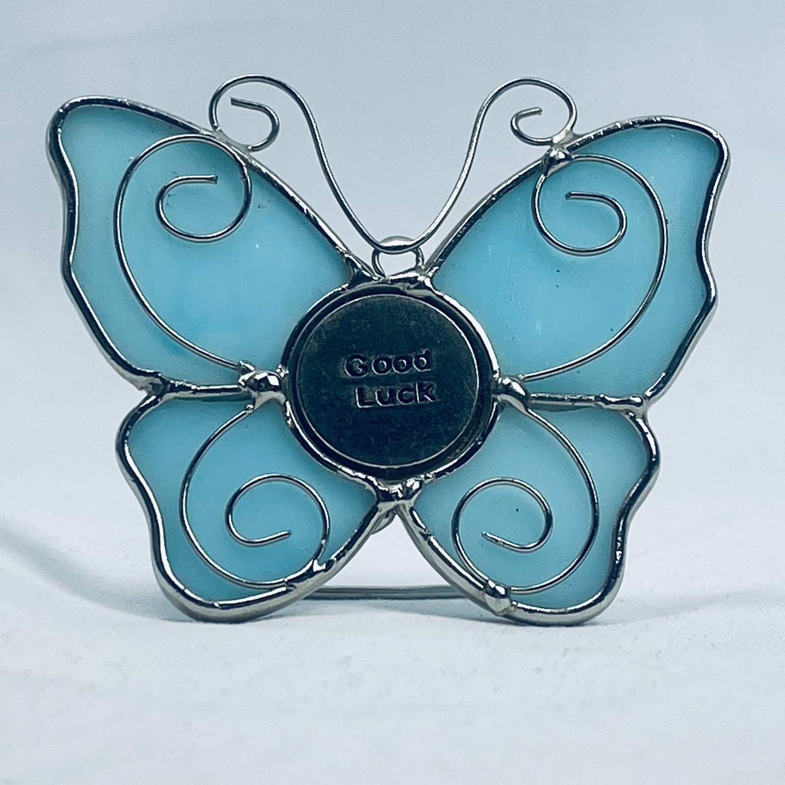 Butterfly Stained Glass  Blue Standing Sculpture 3 Inches