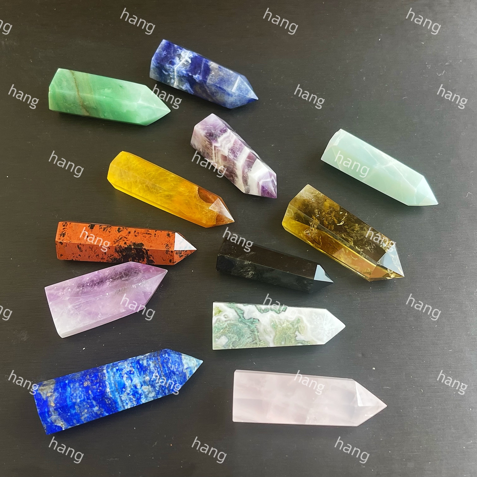 A Lot Of Natural Fluorite Amethyst Citrine Obelisk Crystal Point Healing 12PCS
