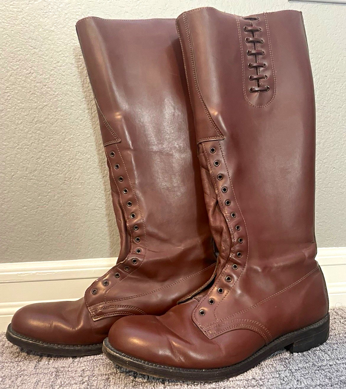 Vintage RCMP Mounted Police Leather Riding Boots High Brown Lace Up Canada