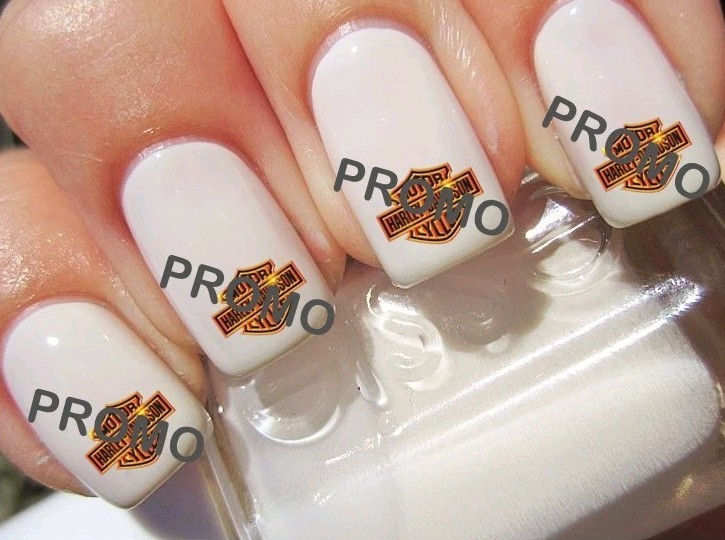 Golden Orange Rust Harley Motorcycle Salon Quality Nail Art Decals
