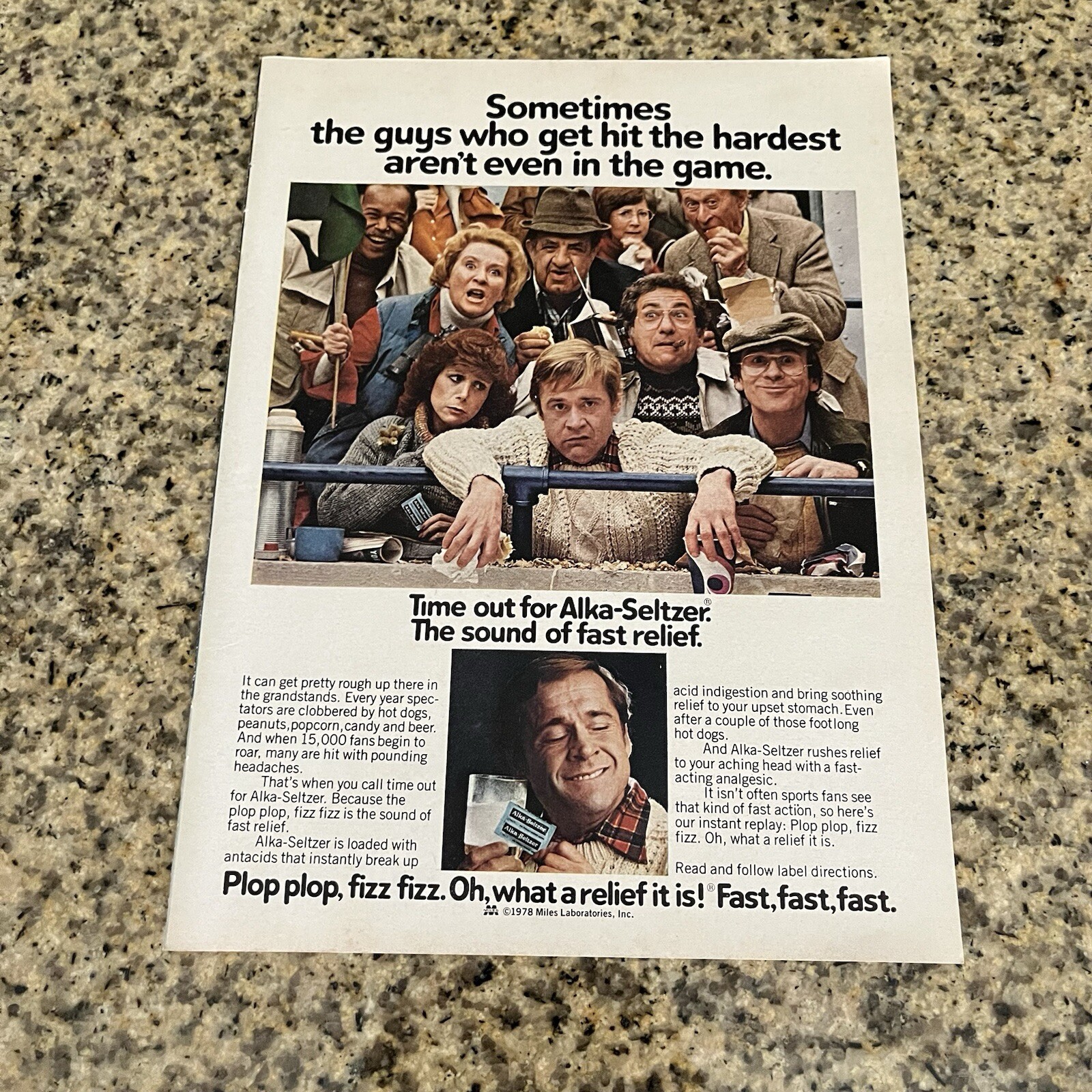 1979 Alka-Seltzer Print Ad Original Plop Plop Fizz Fizz Oh What A Relief It Is