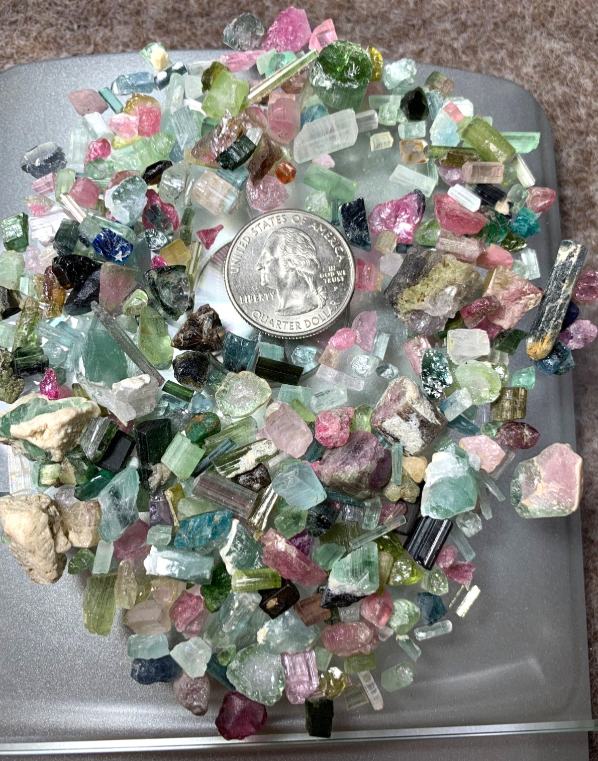 83g natural rough mix tourmaline crystal lot from Afghanistan