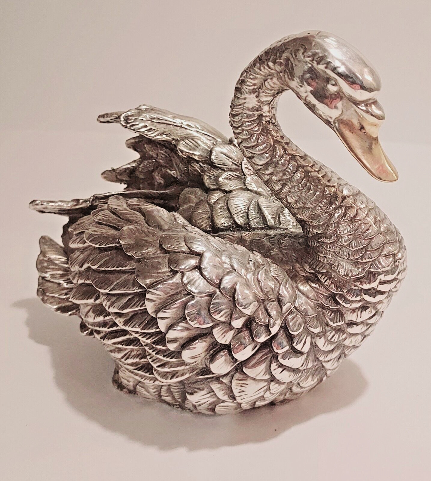 D'Argenta - Silver Plated Swan Figurine with Gold Beak- 5 1/4