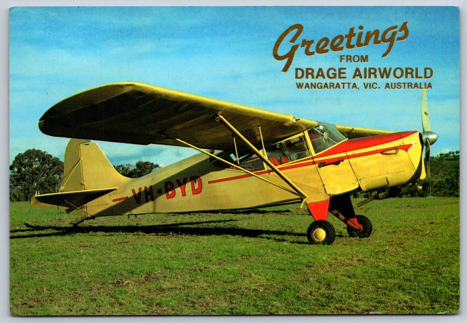 Drage Airworld in Wangaratta, Victoria, Australia Auster J/5P VH-BYD PC Postcard