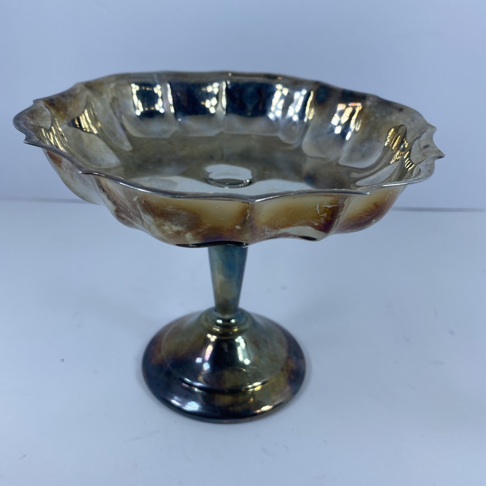 FB Rogers Silverplate Scalloped Compote Footed Dish Candy Business Cards Trinket FB Rogers Silverplate Scalloped Compote Footed Dish Candy Business Cards Trinket