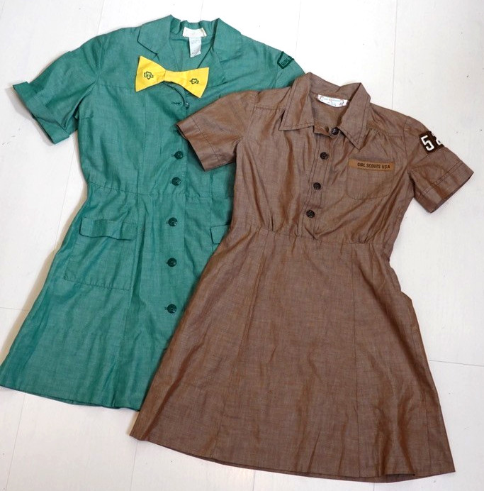 60\'s Girl Scout Uniform  Dress Size10 Patch+Bow+bonus Brownie Dress