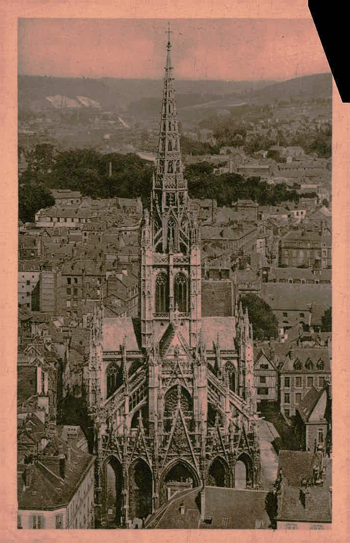 Rouen France Saint Maclou Church & Cathedral Aerial View Vintage Postcard