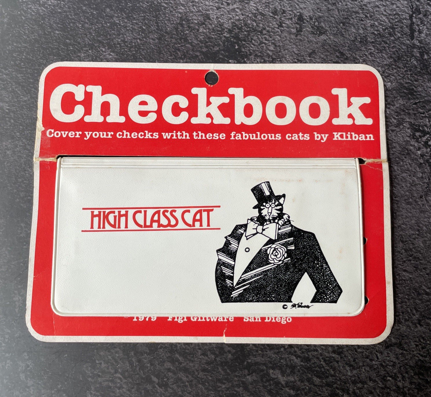 Vintage 70\'s/1979 Kliban Cat Vinyl Checkbook Cover Fiji Giftware High Class