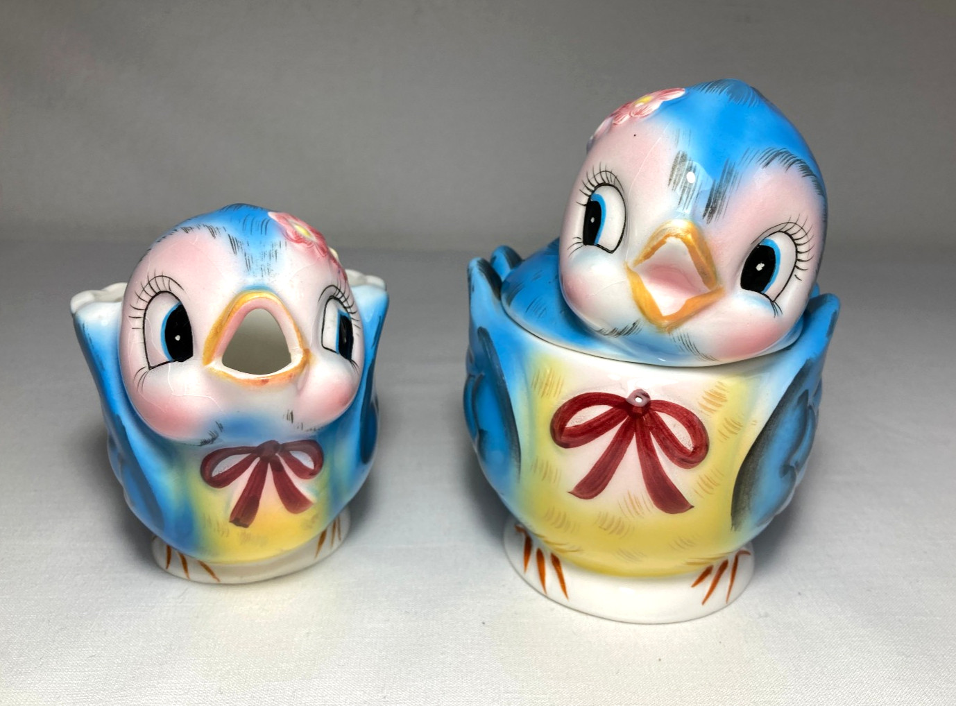 Vintage 1950's Geo. Z. Lefton Bluebird 290 Cream & Sugar Set