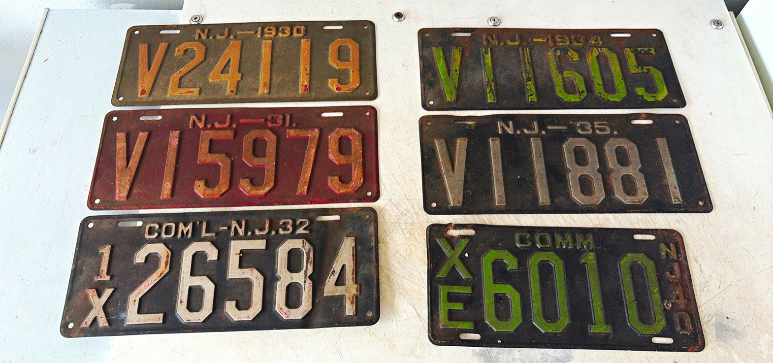 Lot of 6 Vintage New Jersey License Plates (NJ) 1930 1931 1932 1934 1935 1940.