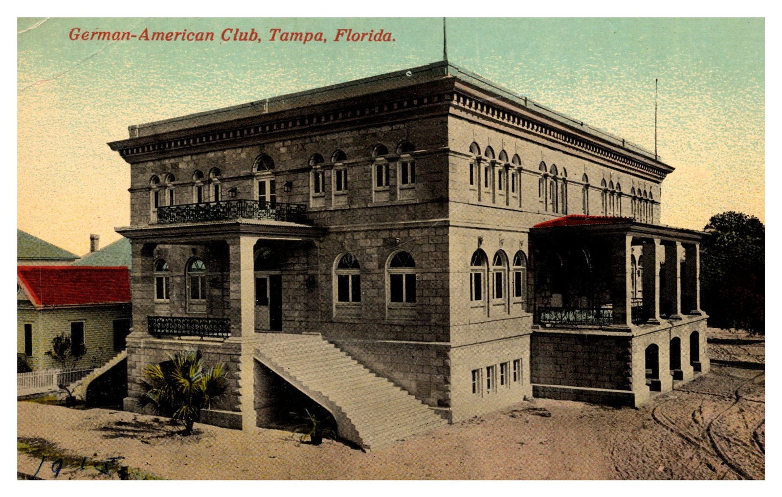 German American Club Stone Exterior Tampa FL C1910s Postcard AH5