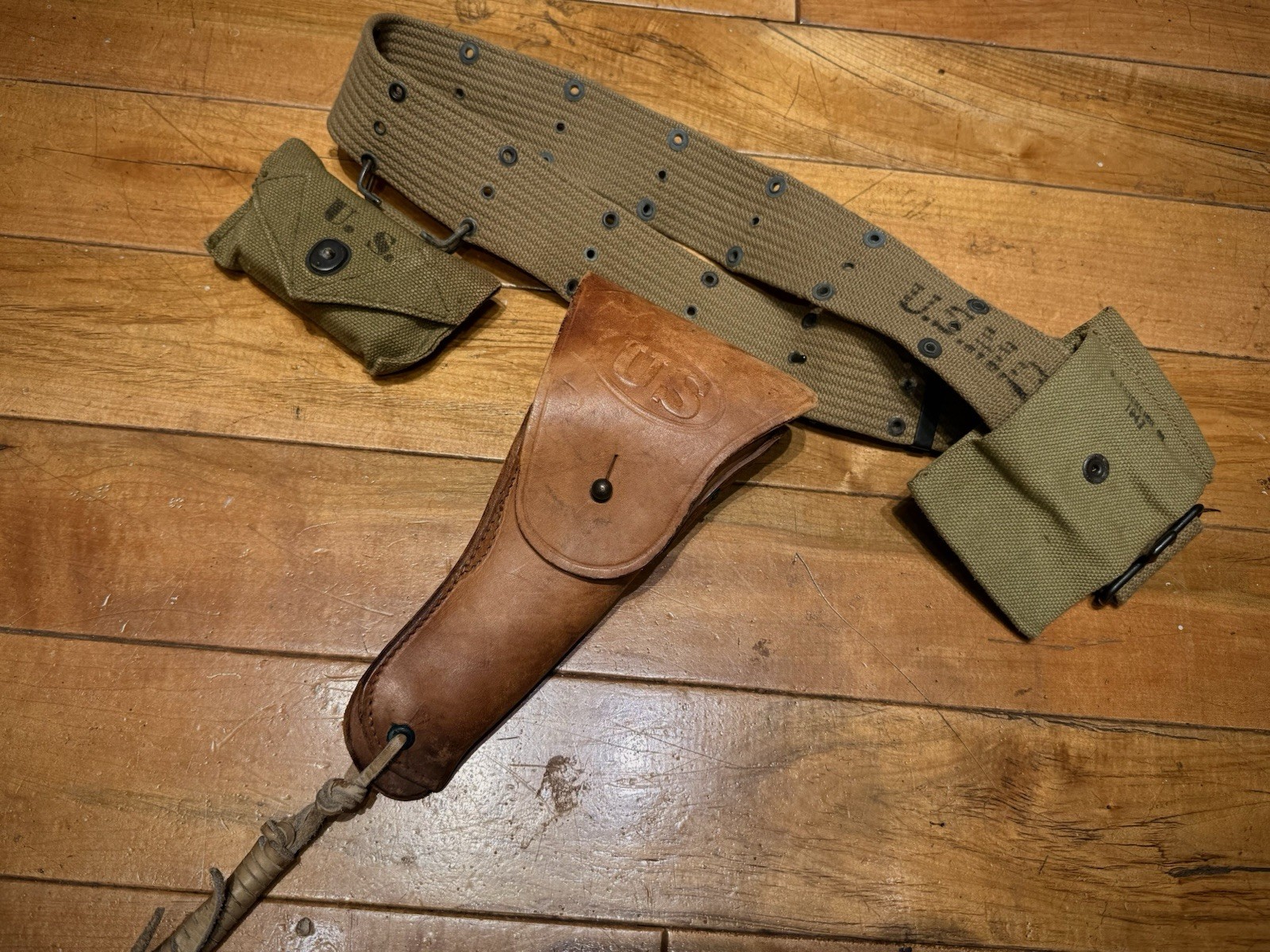 WW2 USMC Pistol Belt Early 1940 1941 1942 Dated NOS M1911 Holster Marine Corps