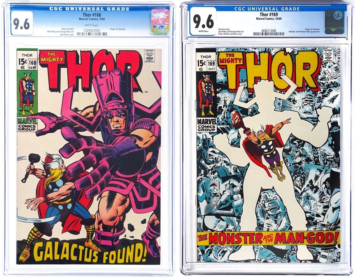 Thor #168 #169 CGC 9.6 White Pages 1969 Marvel Comics Origin Galactus RARE Set 2