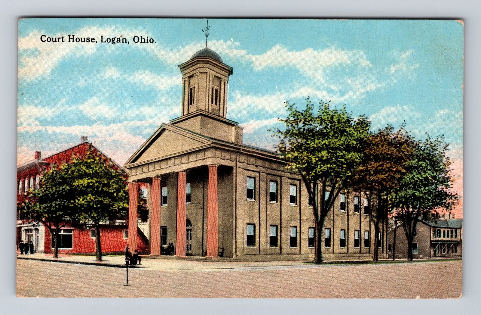 Logan OH-Ohio, Court House, Antique Vintage c1919 Souvenir Postcard