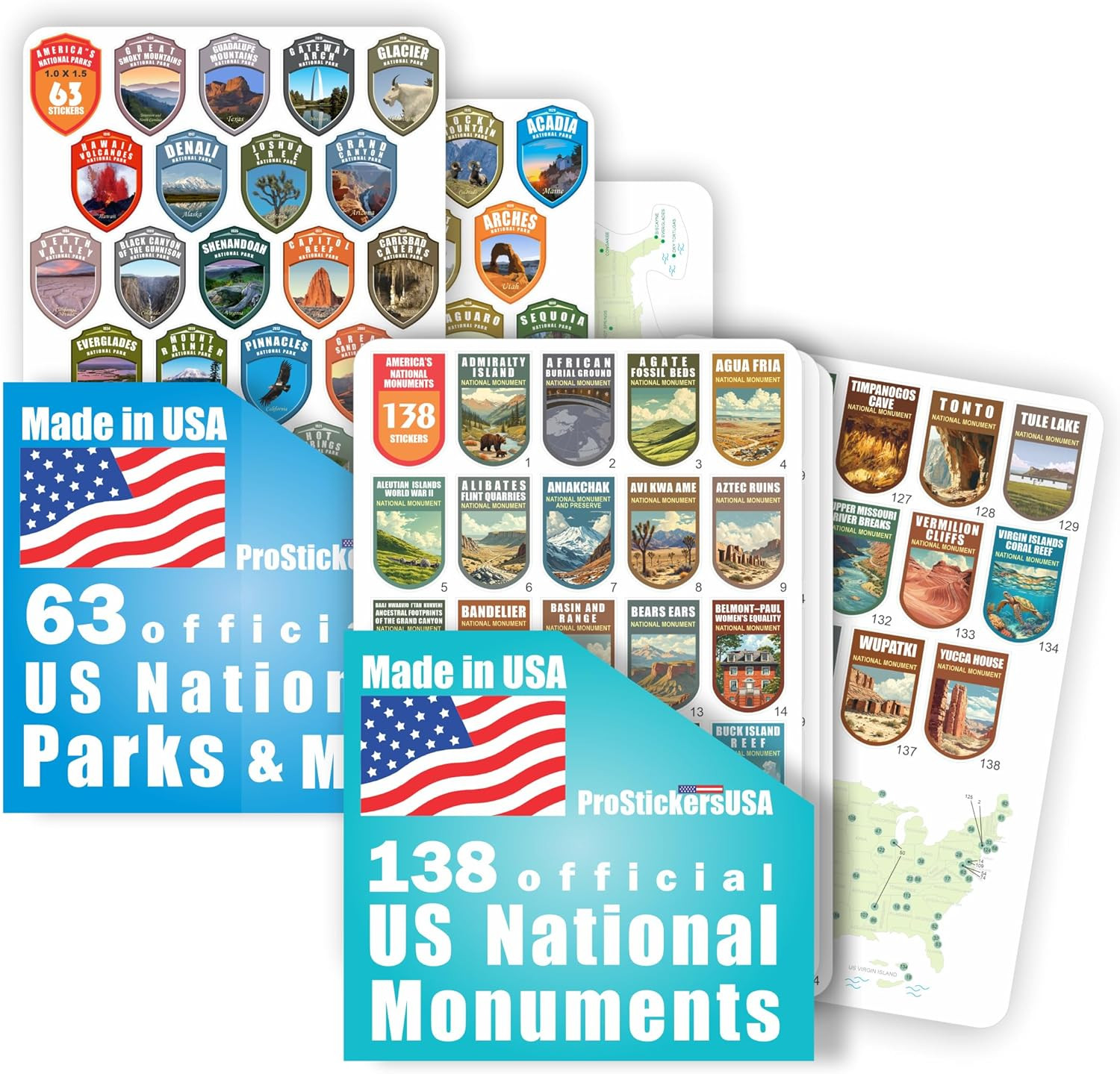 National Attractions of the USA Stickers (National Parks and Monuments Set)