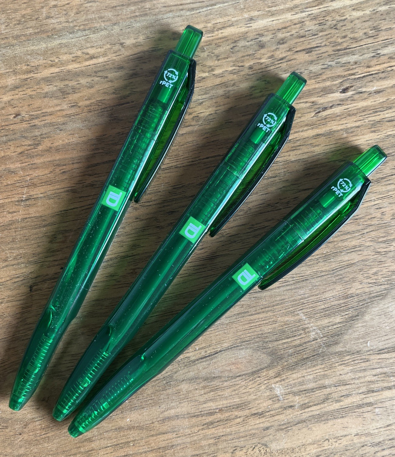 💰💵  3 TD Bank Ball Point Pens Green Semi-Translucent Click Ballpoint Pens