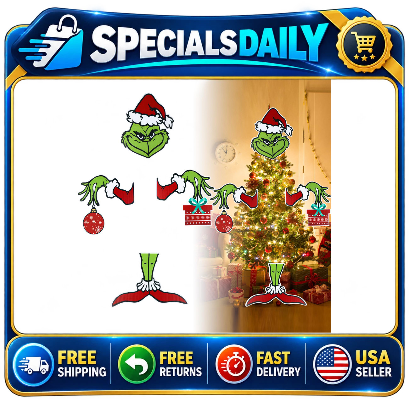 Cute Christmas Tree Topper Ornament - Red & Green Holiday Decor for Festive Tree