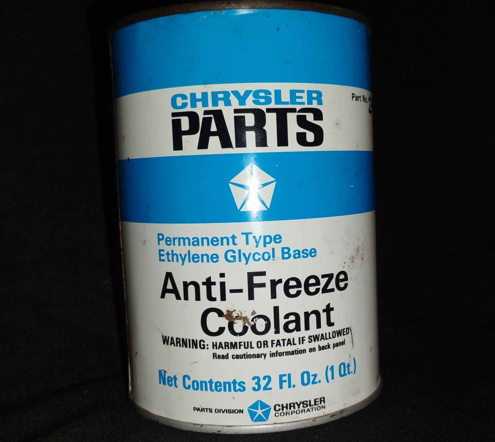 Scarce NOS Vtg Anti-Freeze Can CHRYSLER MOPAR Metal Qt. FULL Gas Oil Detroit USA