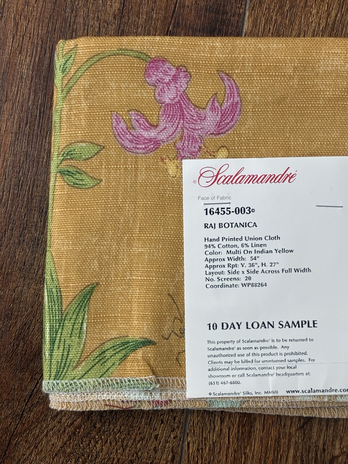 1 Scalamandre fabrics -RAJ BOTÁNICA-Hand Printed -Multi On Indian-26” X 26\