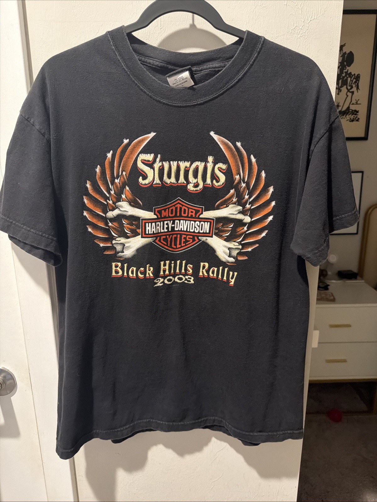 Vintage 2003 Harley Davidson Sturgis Black Hills T Shirt Lrg Made In The USA