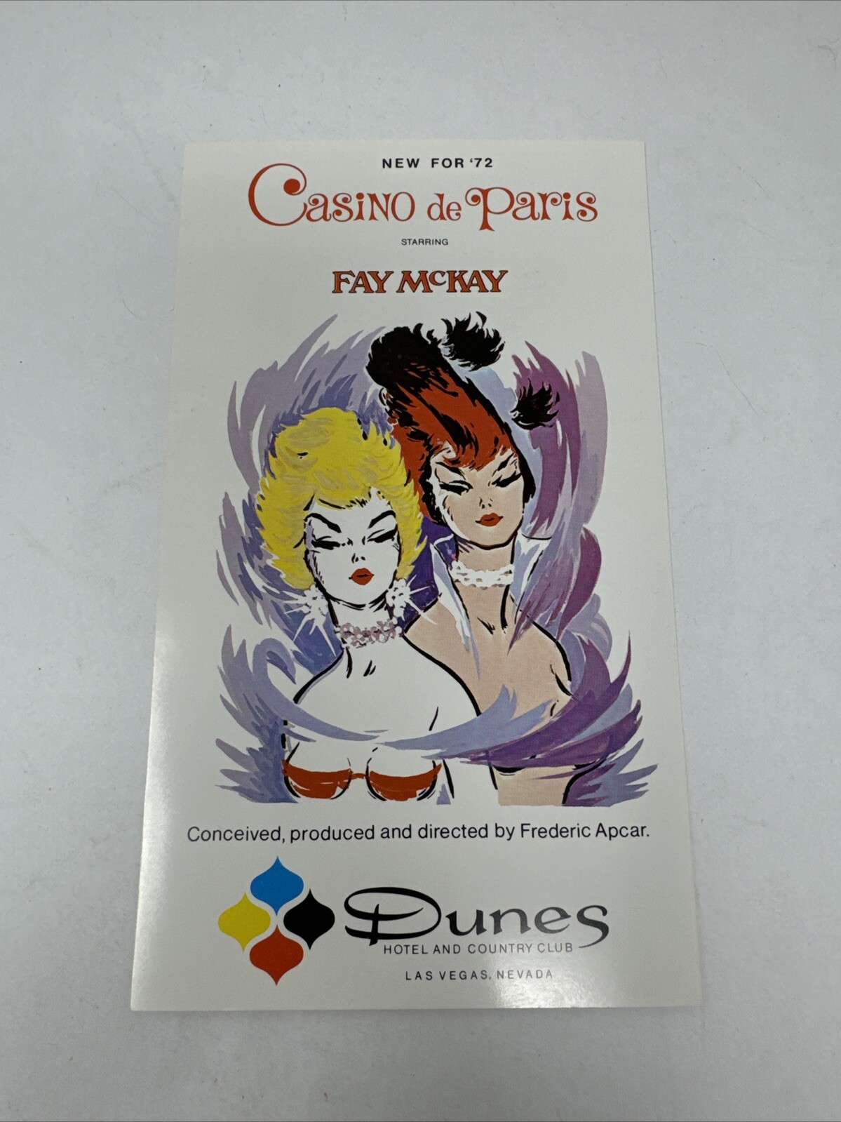 1972 Las Vegas Dunes Fay McKay Casino de Paris Large Postcard Advertising