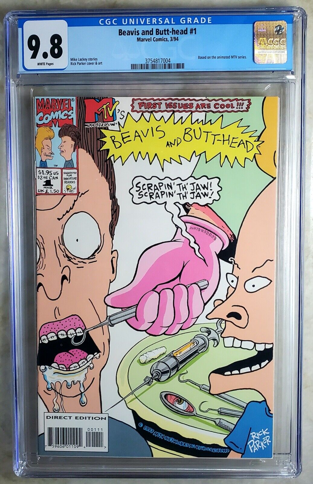 Beavis and Butt-head #1 Marvel 1994 CGC 9.8 NM/MT White Pages Comic R0061