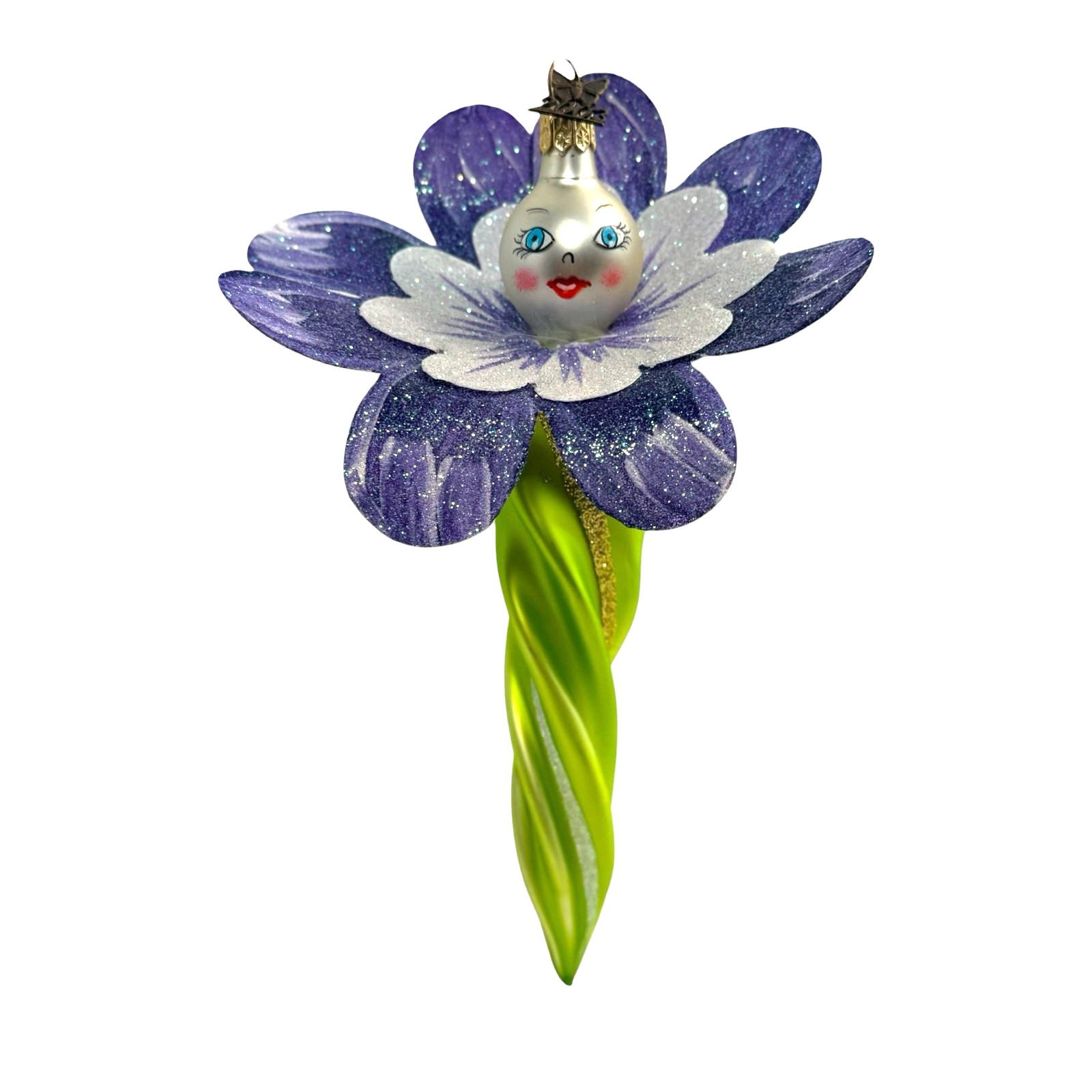 Laved Italy Blown Glass Anthropomorphic Flower 2003 Xmas Ornament Neiman Marcus