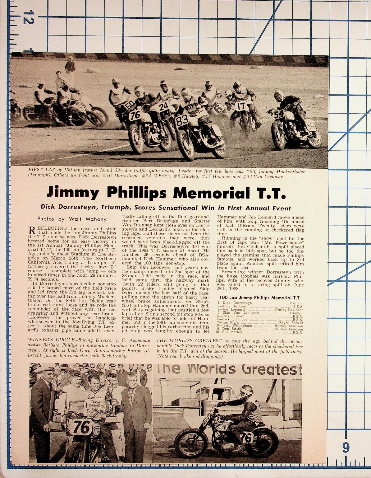 Jimmy Phillips Memorial TT Motorcycle Race Article 1960s Ephemera Jimmy Phillips Memorial TT Motorcycle Race Article 1960s Ephemera