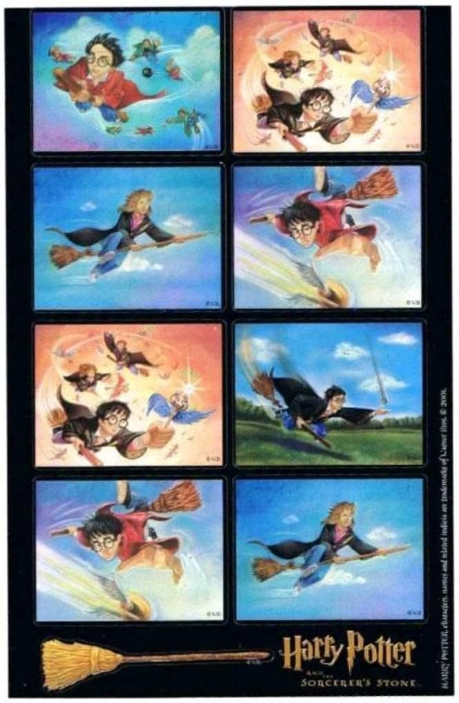 Harry Potter Hogwarts Quidditch Flying Keys Rectangle Stickers 2000 VINTAGE RARE