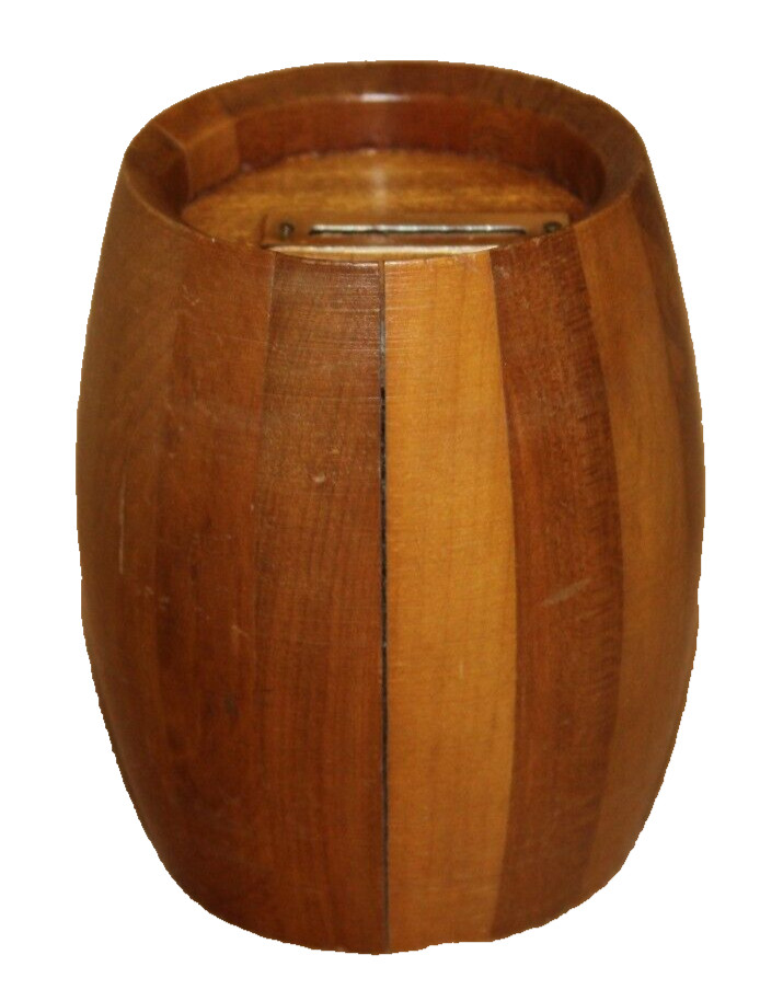 Vintage Wood Bank Round Barrel - Made in Taiwan Republic of China No Key