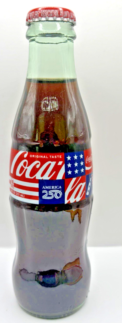 Coca Cola AMERICA 250 CELEBRATING 250th ANNIVERSARY 1 GLASS BOTTLE 8 OZ