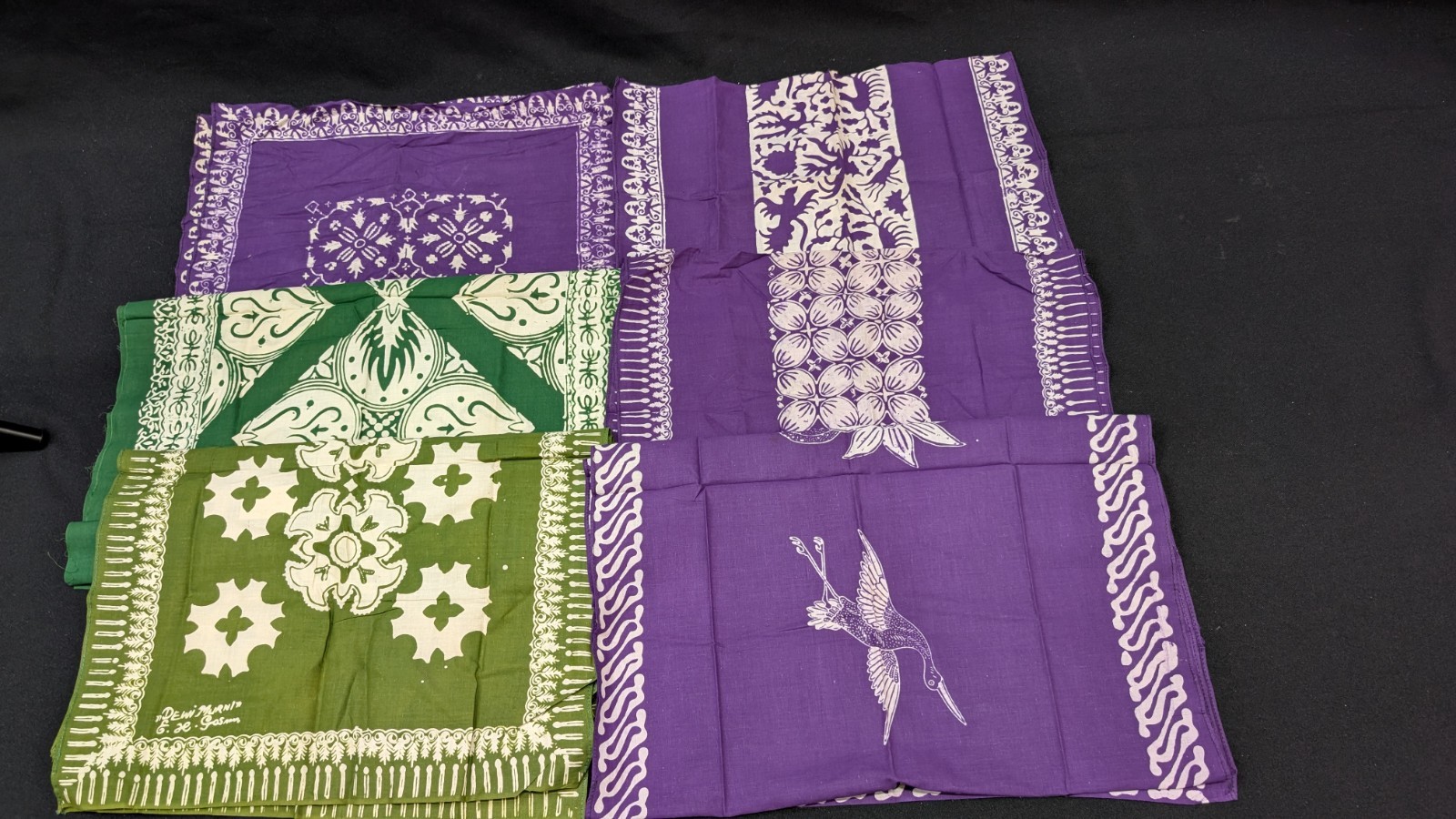 Lot of 6 authentic Indonesian batik textiles made for Indonesian N.Y. 1970-80\'s
