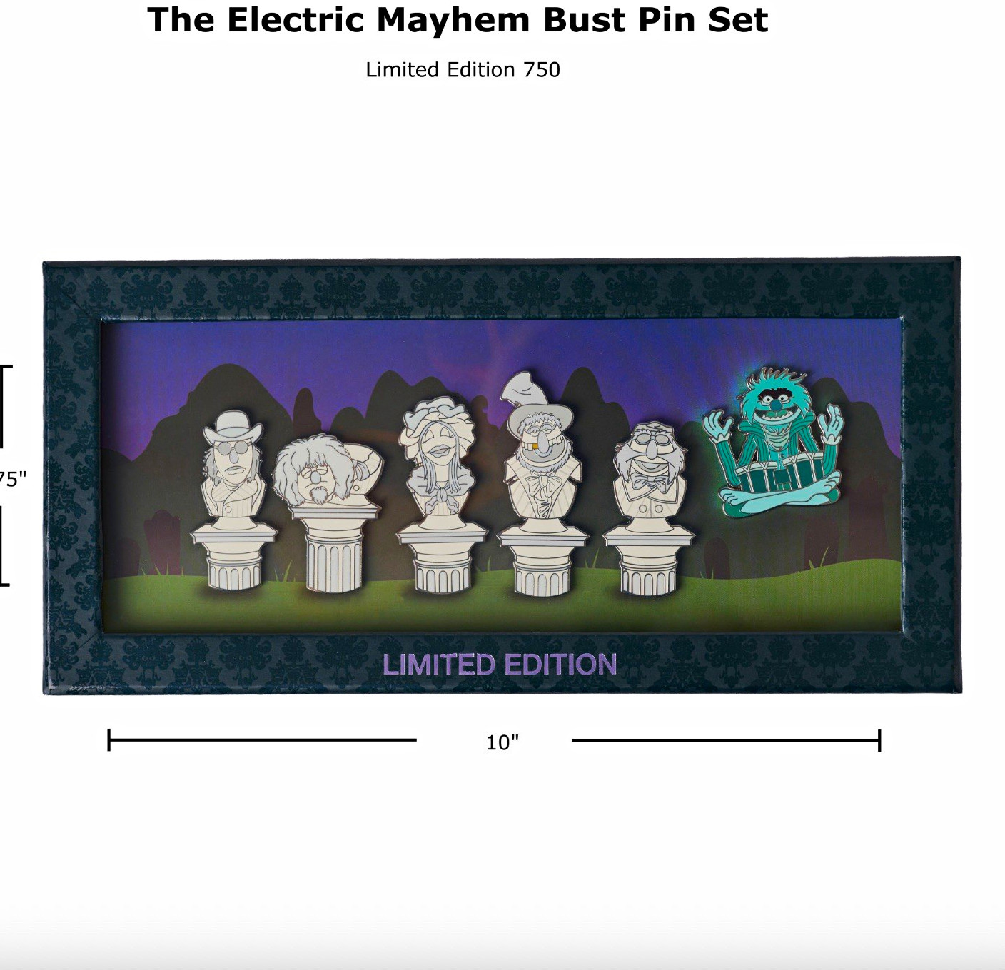 WDI MOG Disney Muppets Haunted Mansion Electric Mayhem Bust Pin Set LE 750