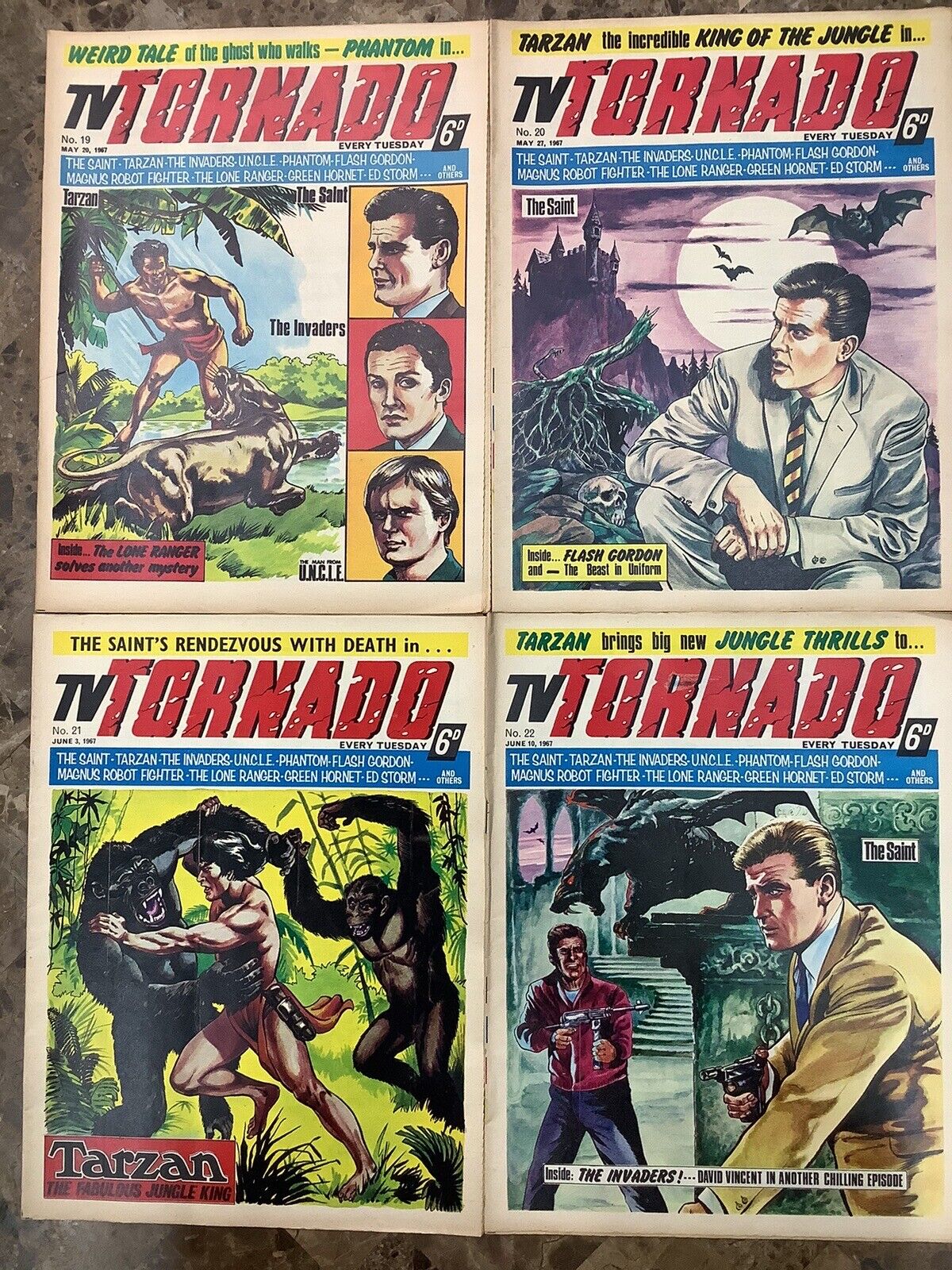 TV Tornado #19 #20 #21 #22 Magazines 1967: Tarzan / Flash Gordon / Invaders