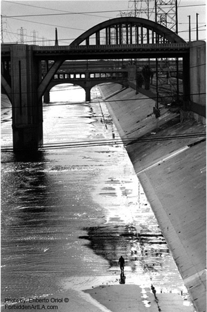 SOLITUDE LA RIVER LOS ANGELES Signed Silver Gelatin Photo Eriberto Oriol Framed