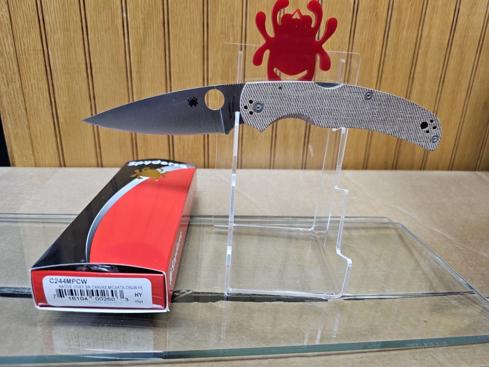 Spyderco Knives Native Chief C244MPCW Brown Micarta CPM Cru-Wear Pocket Knife