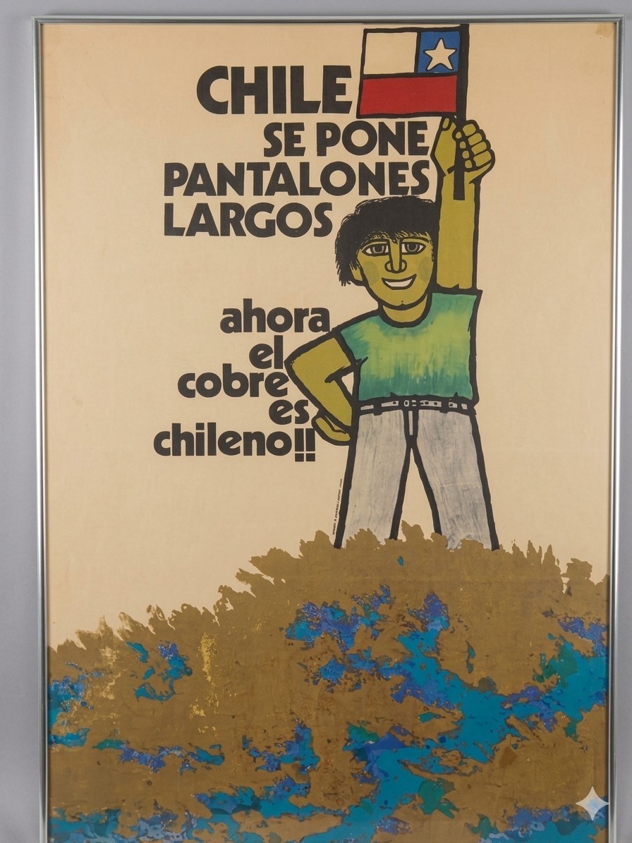 Original 1971 Chile Se Pone Pantalones Largos Poster Vicente Antonio Larrea VTG