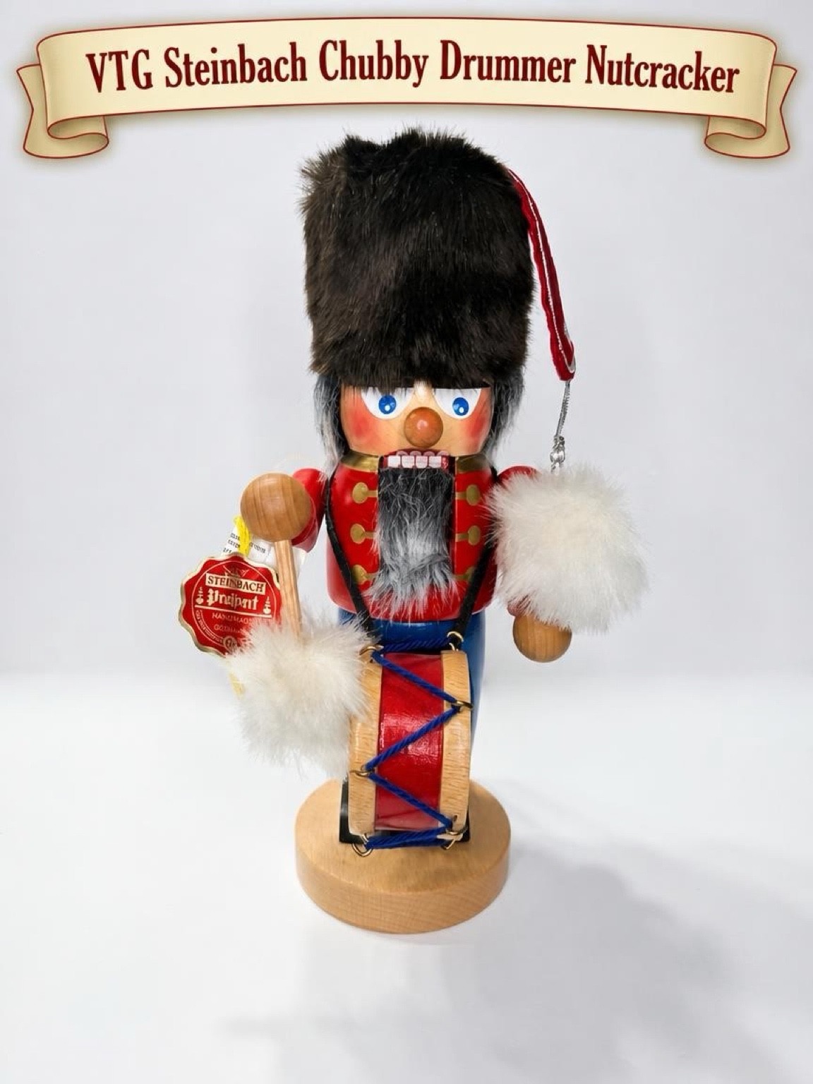 Steinbach Nutcracker Chubby Drummer 316 Wooden with Tag 12\ Steinbach Nutcracker Chubby Drummer 316 Wooden with Tag 12\