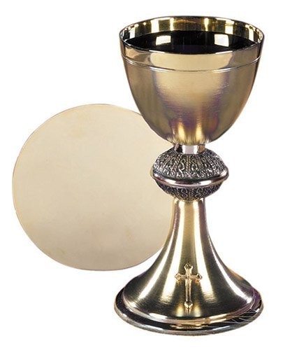 Budded Brass Cross Stunning Chalice & Paten Set Gift For Your Parish Priest