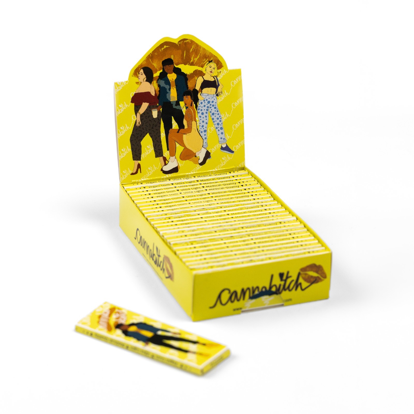 Cannabitch Rolling Papers-Yellow Box Includes 25 Packs of 33 Papers