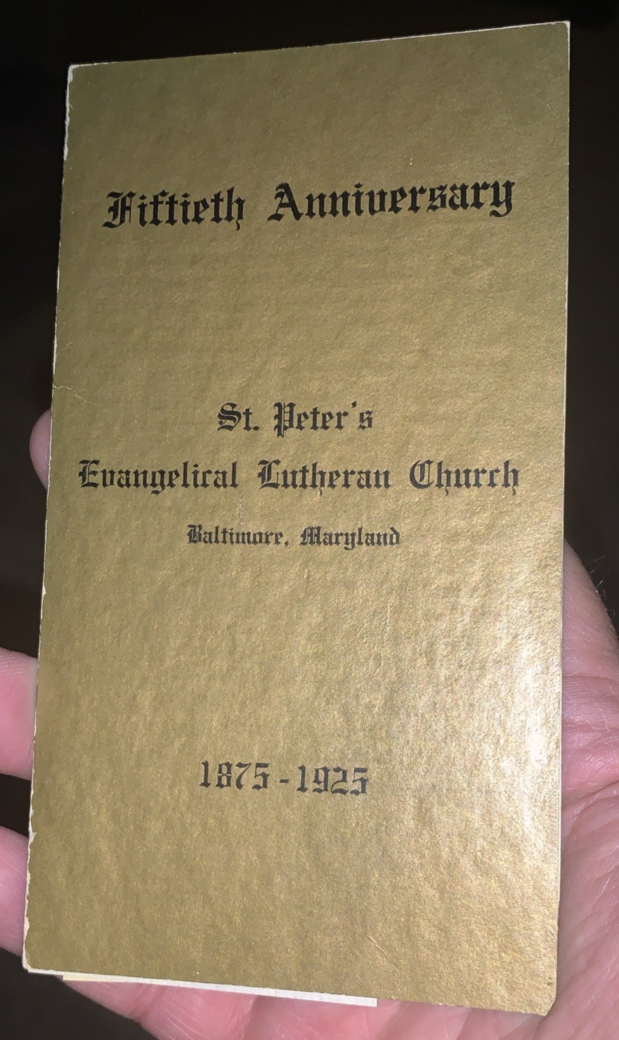 St. Peter’s Evangelical Lutheran Church~Baltimore, Maryland~Fiftieth~1925