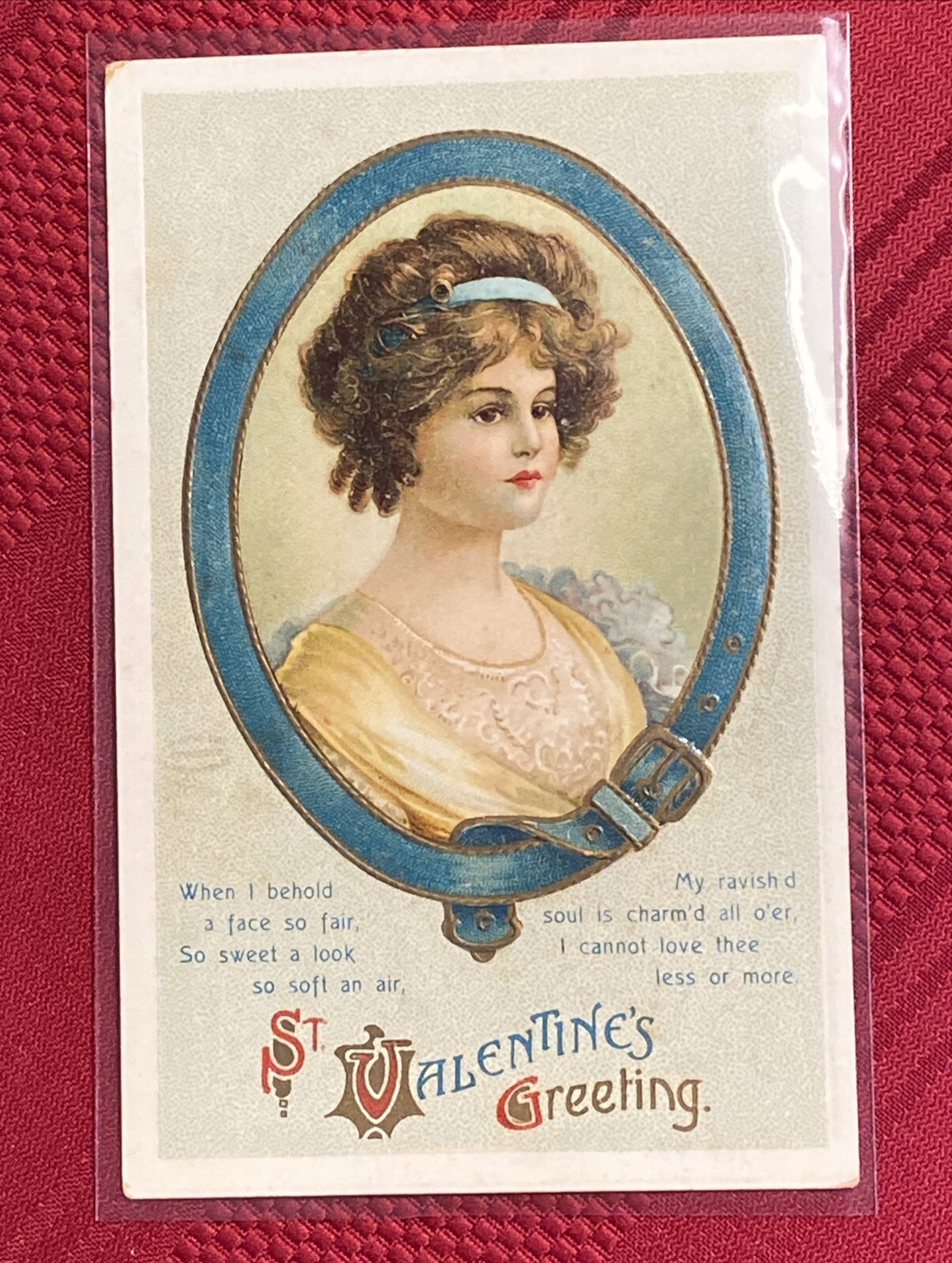 Pretty LADY Clapsaddle Signed Valentine Antique Vtg Emb IAPC Germany Postcard